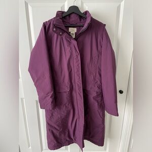 L.L. Bean Winter Jacket Coat Purple Long Womens Large Vintage LL Bean
